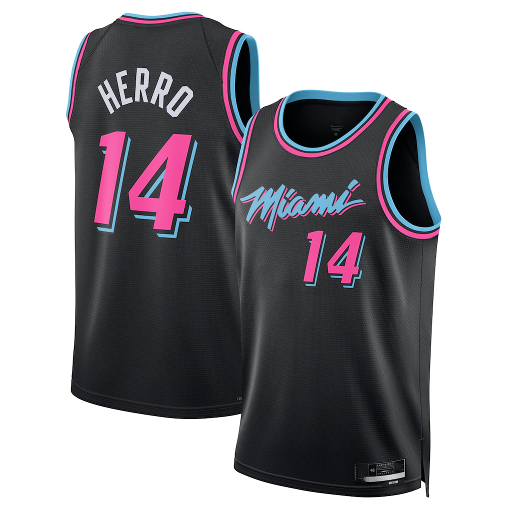 Kooe M.Heat #14 Tyler Herro Black 2025-2026 Swingman Jerseys - City Edition