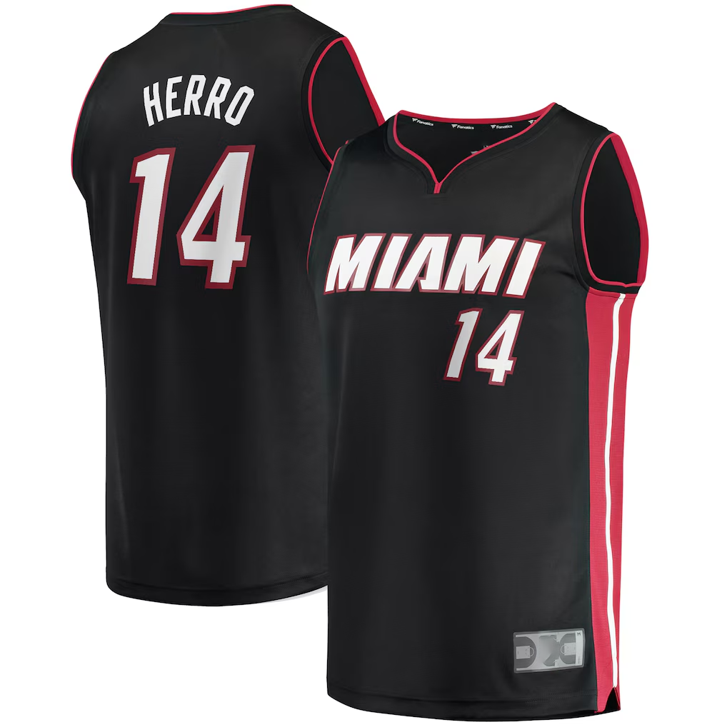 Kooe M.Heat #14 Tyler Herro Black Fast Break Replica Jerseys - Icon Edition