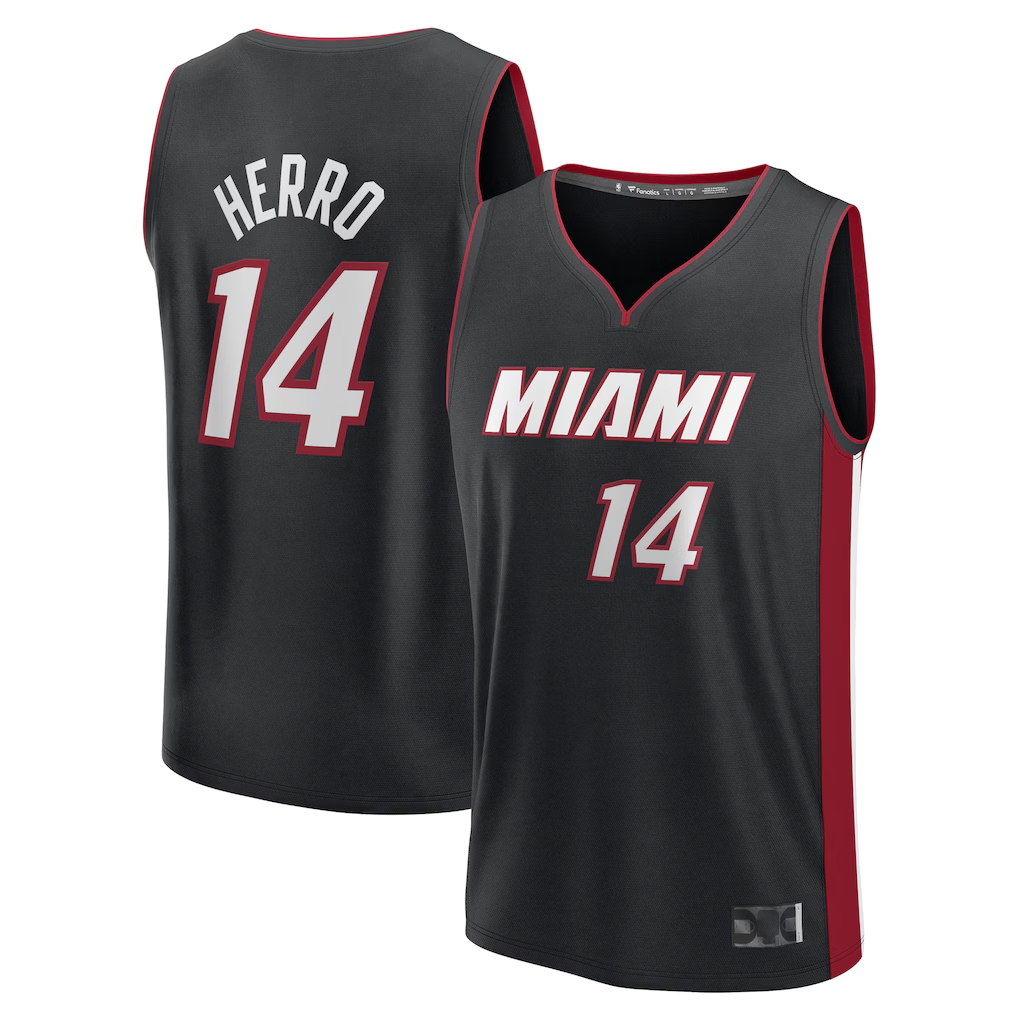 Kooe M.Heat #14 Tyler Herro Black Fast Break Replica Player Jerseys - Icon Edition