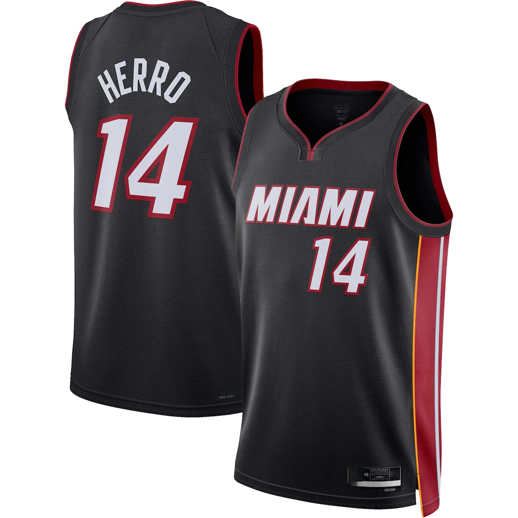 Kooe M.Heat #14 Tyler Herro Black Swingman Jerseys - Icon Edition
