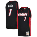 Kooe M.Heat #1 Chris Bosh Mitchell & Ness Black 2012-13 Hardwood Classics Swingman Jerseys