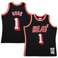Kooe M.Heat #1 Chris Bosh Mitchell & Ness Black 2013-14 Hardwood Classics Swingman Jerseys