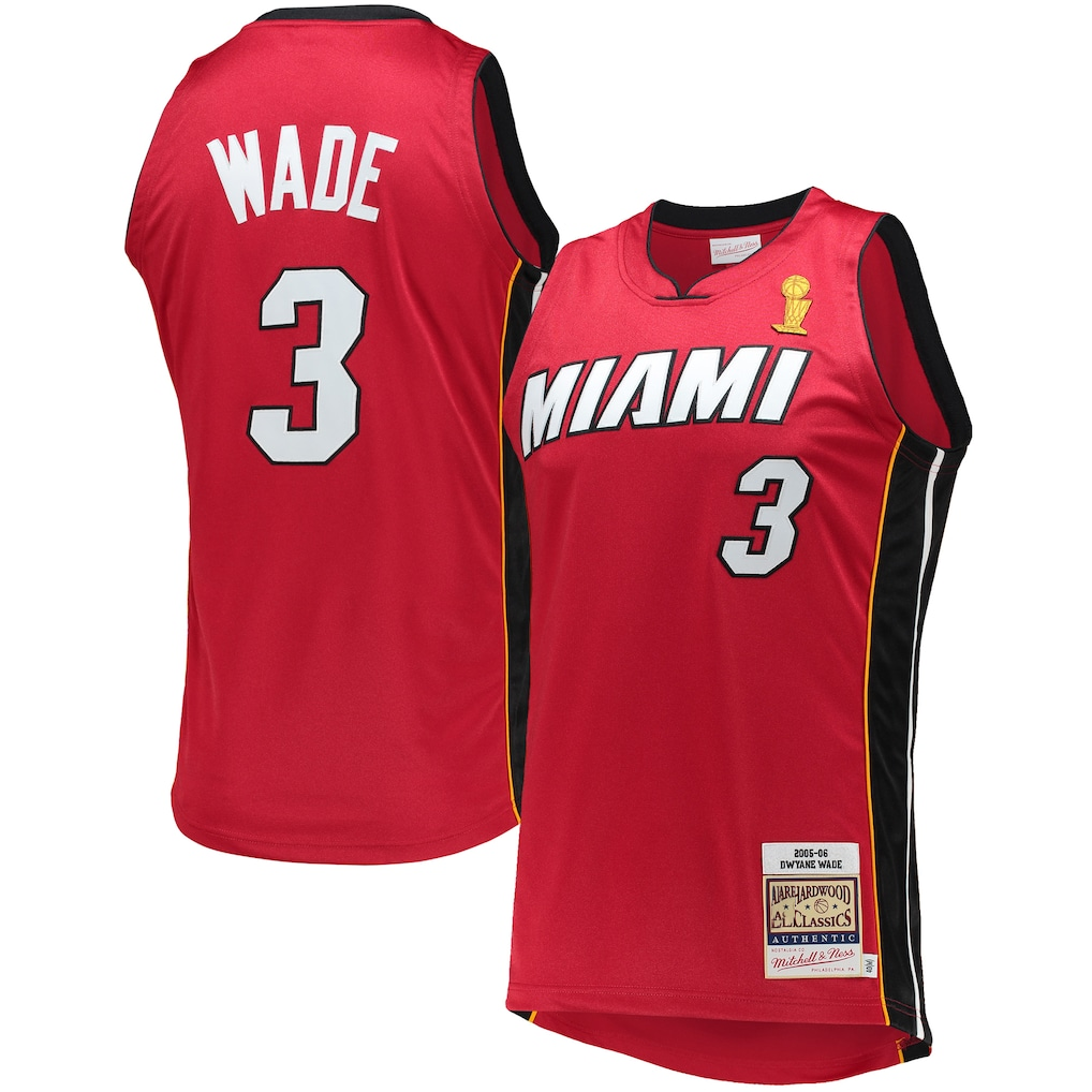 Kooe M.Heat #3 Dwyane Wade Mitchell & Ness Red 2005-06 Hardwood Classics Authentic Jerseys