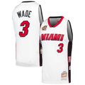 Kooe M.Heat #3 Dwyane Wade Mitchell & Ness White Hall of Fame Class of 2023 Throwback Swingman Jerseys