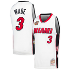 Kooe M.Heat #3 Dwyane Wade Mitchell & Ness White Hall of Fame Class of 2023 Throwback Swingman Jerseys