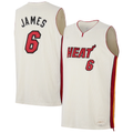Kooe M.Heat #6 LeBron James Cream Forever King Reserve Authentic Jerseys