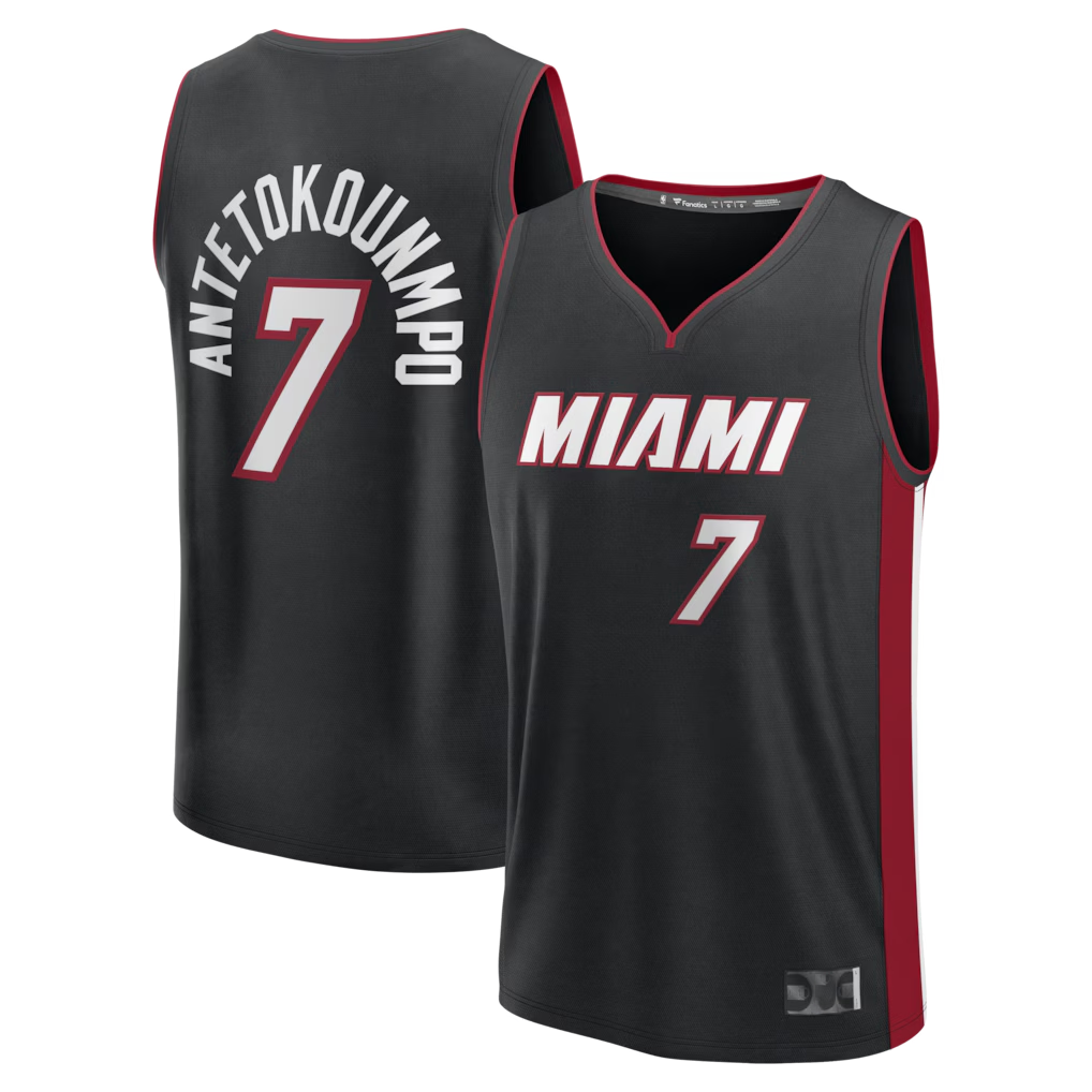 Kooe M.Heat #7 Giannis Antetokounmpo Black Fast Break Jerseys - Icon Edition