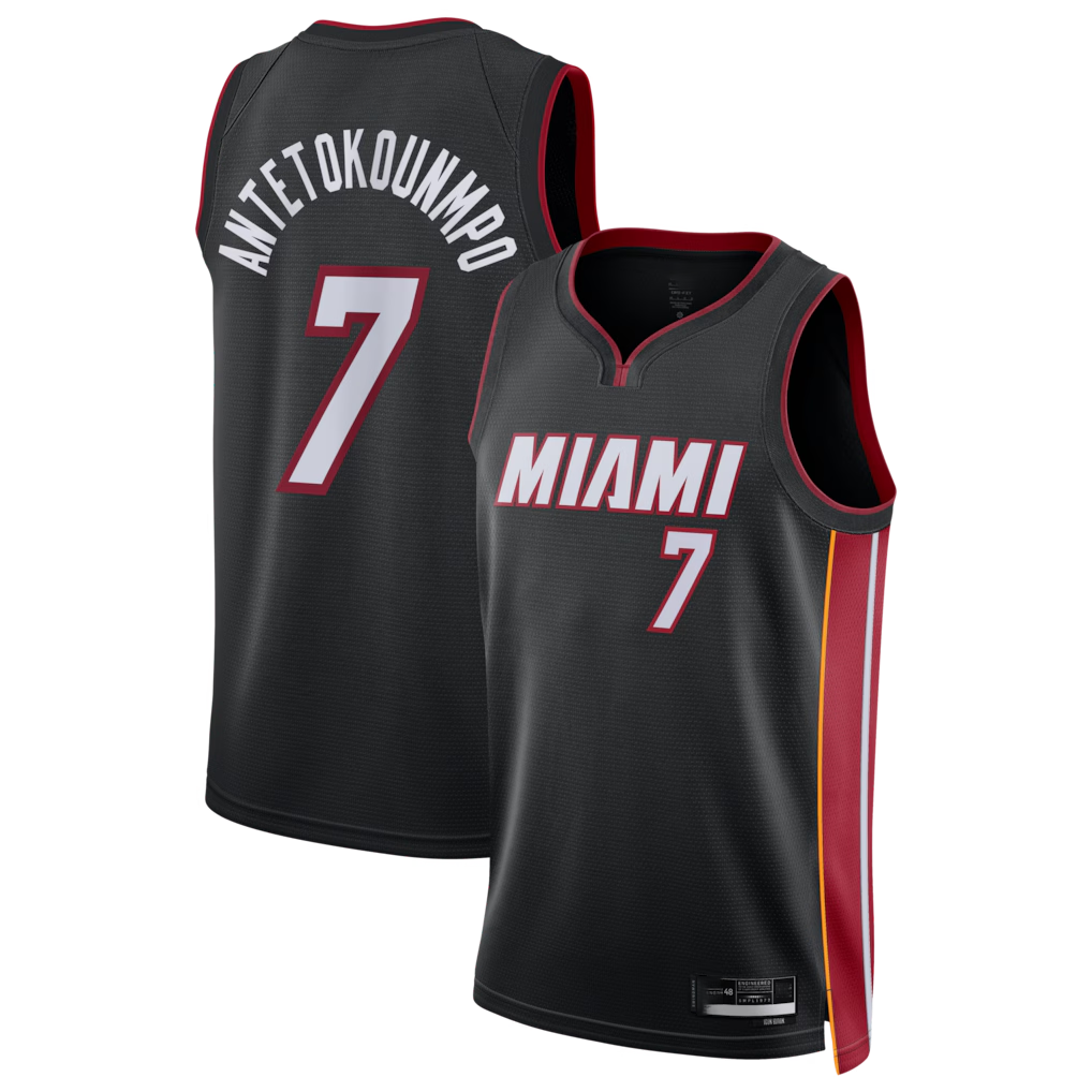 Kooe M.Heat #7 Giannis Antetokounmpo Black Swingman Jerseys - Icon Edition