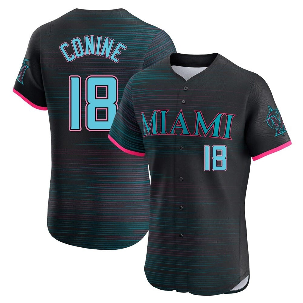 Kooe M.Marlins #18 Griffin Conine Player Black City Connect Home Limited Elite Stitched Jerseys