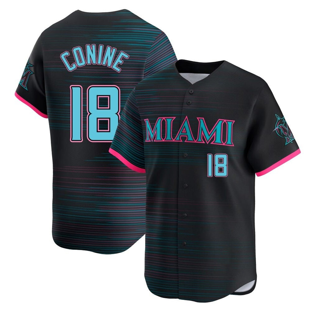 Kooe M.Marlins #18 Griffin Conine Player Black City Connect Home Limited Stitched Jerseys