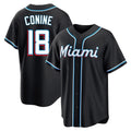 Kooe M.Marlins #18 Griffin Conine Player Black Fashion Out Home Game Stitched Jerseys