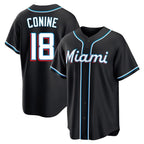 Kooe M.Marlins #18 Griffin Conine Player Black Fashion Out Home Game Stitched Jerseys