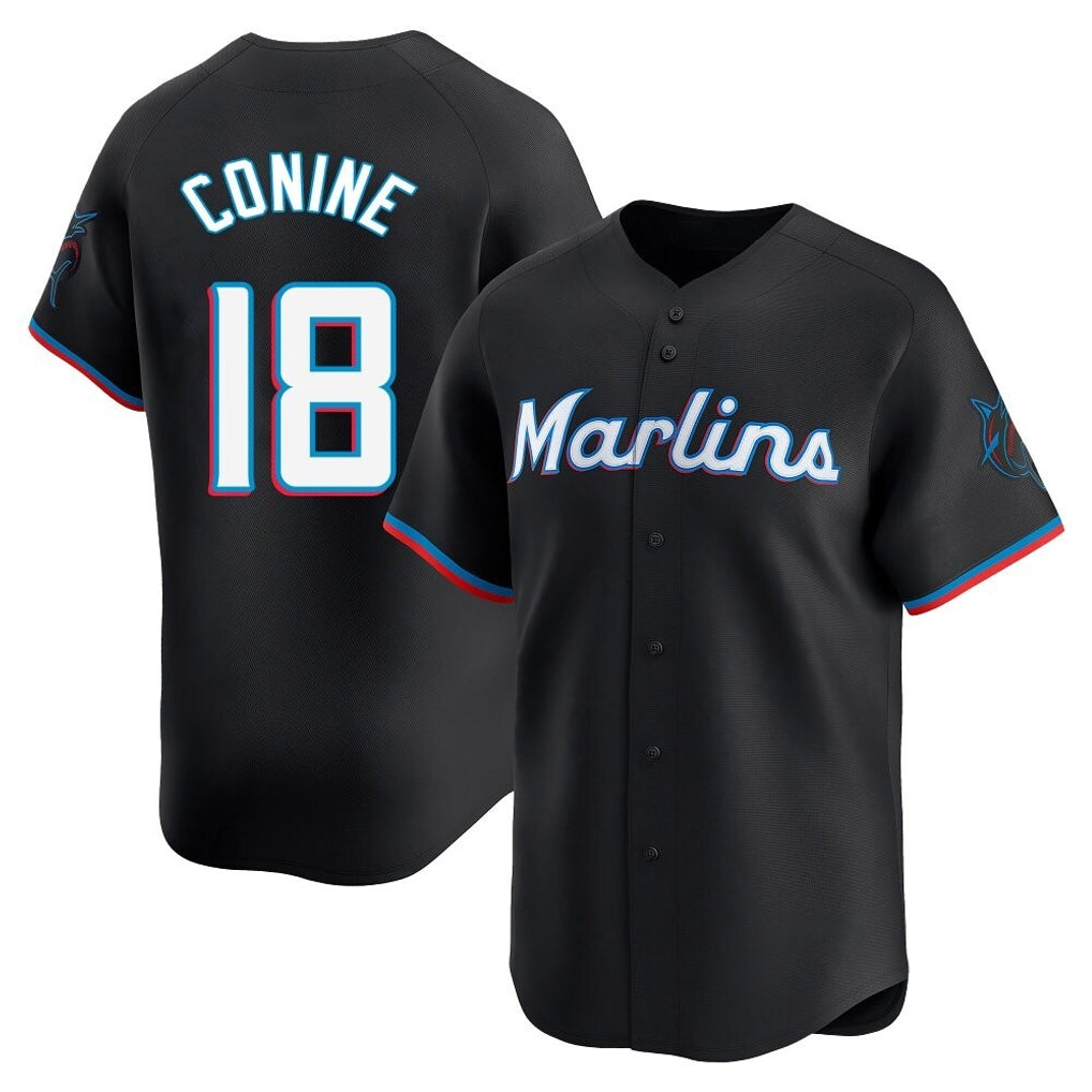 Kooe M.Marlins #18 Griffin Conine Player Black Home Limited Stitched Jerseys