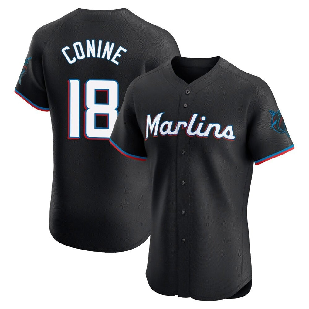 Kooe M.Marlins #18 Griffin Conine Player Black Vapor Home Limited Elite Stitched Jerseys