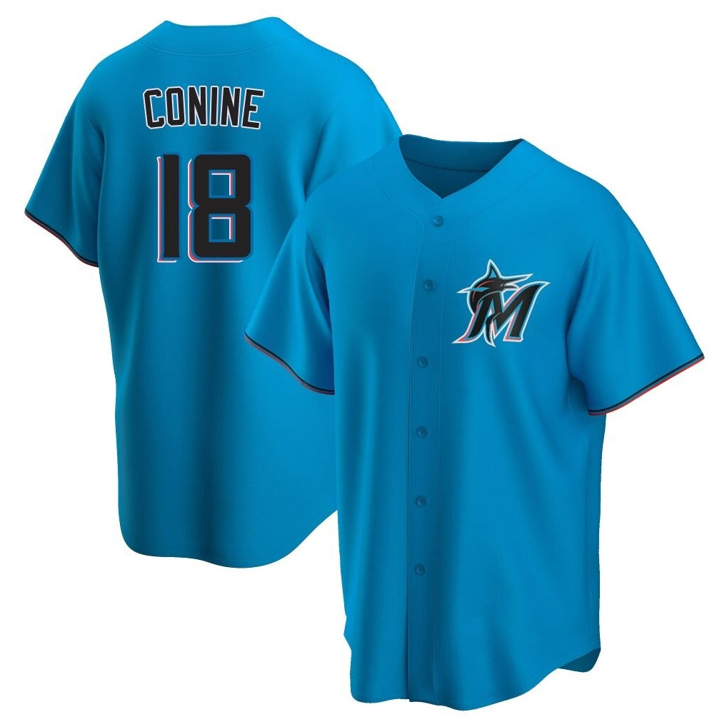 Kooe M.Marlins #18 Griffin Conine Player Blue Home Game Stitched Jerseys