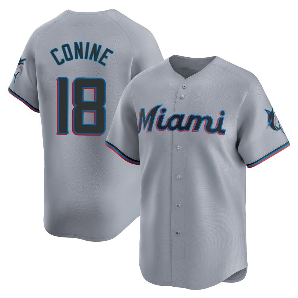 Kooe M.Marlins #18 Griffin Conine Player Gray Home Limited Stitched Jerseys