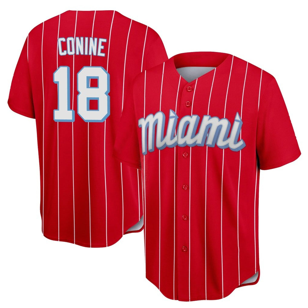 Kooe M.Marlins #18 Griffin Conine Player Red City Connect Home Game Stitched Jerseys