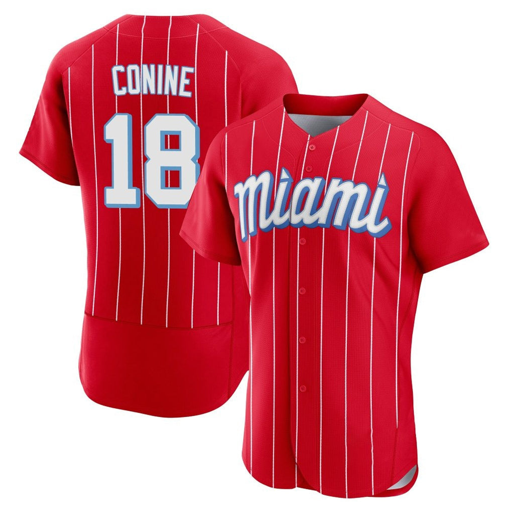 Kooe M.Marlins #18 Griffin Conine Player Red City Connect Home Limited Elite Stitched Jerseys