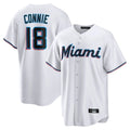 Kooe M.Marlins #18 Griffin Conine Player White Home Game Stitched Jerseys