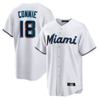 Kooe M.Marlins #18 Griffin Conine Player White Home Game Stitched Jerseys