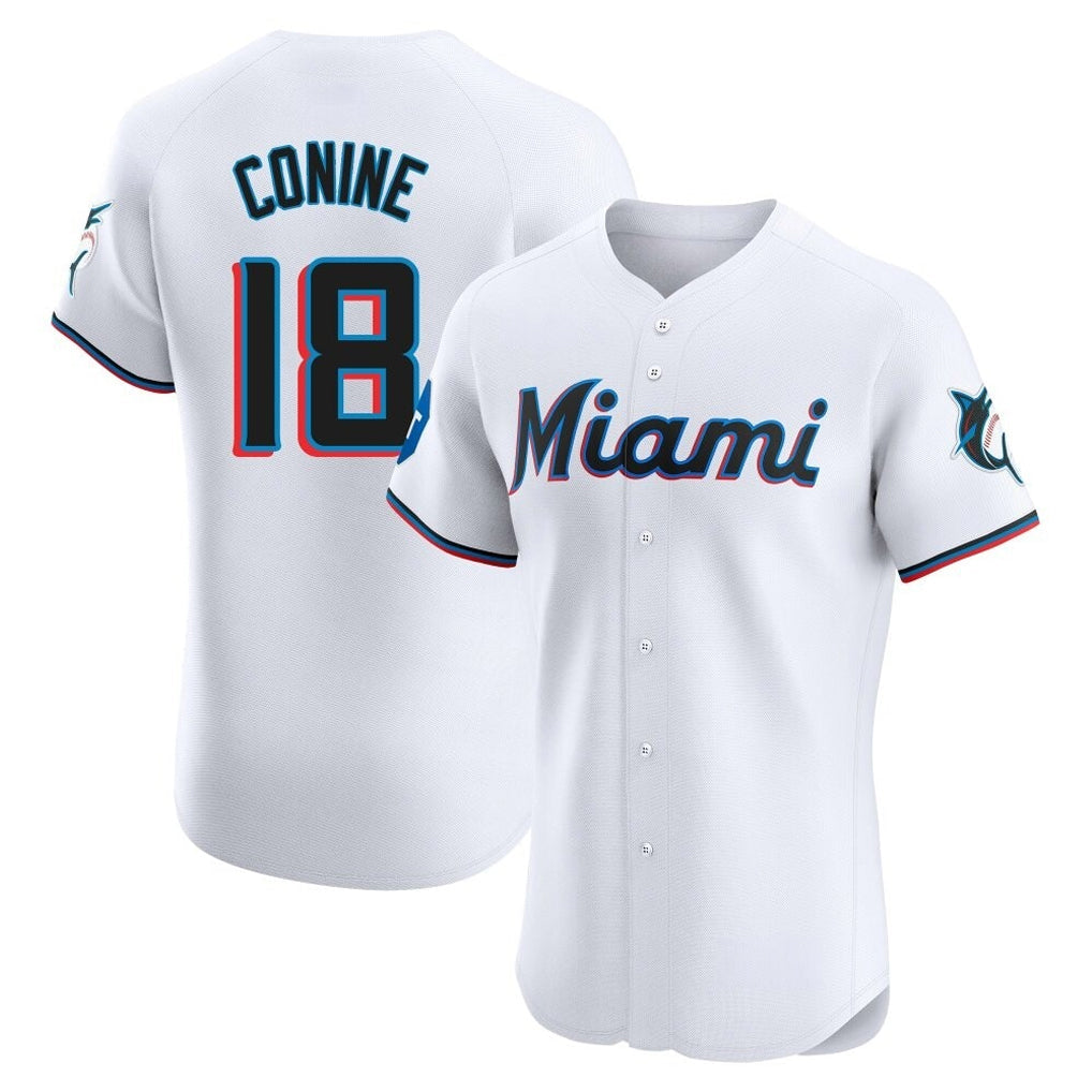 Kooe M.Marlins #18 Griffin Conine Player White Home Limited Elite Stitched Jerseys
