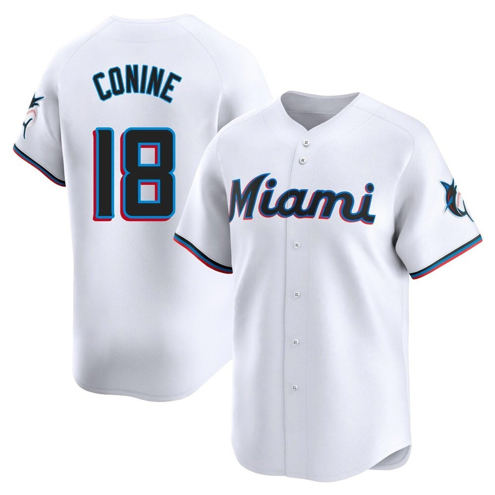 Kooe M.Marlins #18 Griffin Conine Player White Home Limited Stitched Jerseys