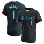 Kooe M.Marlins #1 Connor Norby Player Black City Connect Home Limited Elite Stitched Jerseys