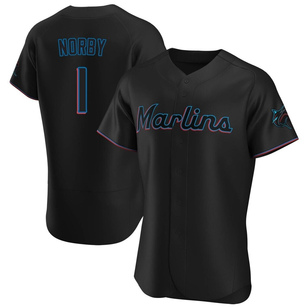 Kooe M.Marlins #1 Connor Norby Player Black Home Limited Elite Stitched Jerseys