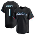 Kooe M.Marlins #1 Connor Norby Player Black  Home Limited Stitched Jerseys