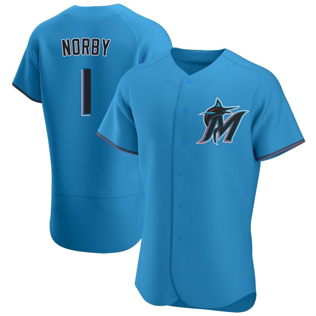 Kooe M.Marlins #1 Connor Norby Player Blue Home Limited Elite Stitched Jerseys