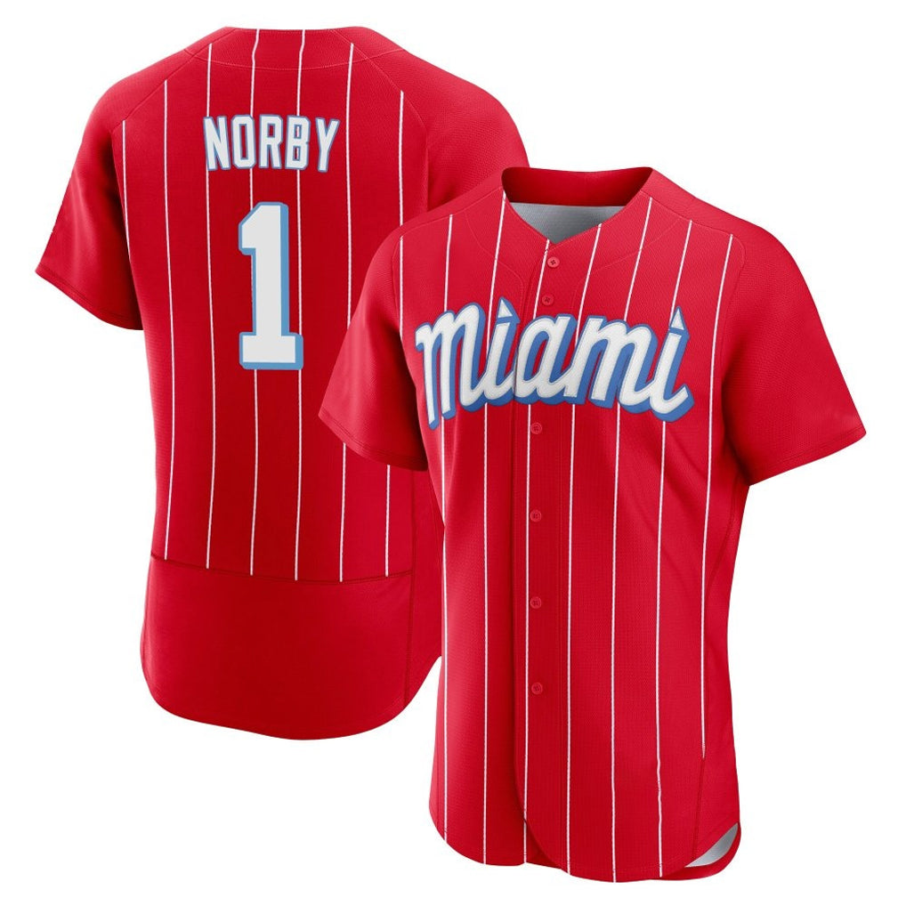 Kooe M.Marlins #1 Connor Norby Player Red City Connect Home Limited Elite Stitched Jerseys