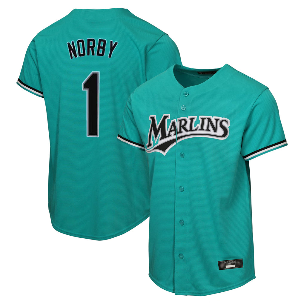 Kooe M.Marlins #1 Connor Norby Player Teal  Home Game Stitched Jerseys