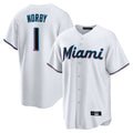 Kooe M.Marlins #1 Connor Norby Player White  Home Game Stitched Jerseys