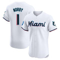 Kooe M.Marlins #1 Connor Norby Player White Home Limited Stitched Jerseys