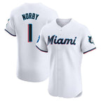 Kooe M.Marlins #1 Connor Norby Player White Home Limited Stitched Jerseys
