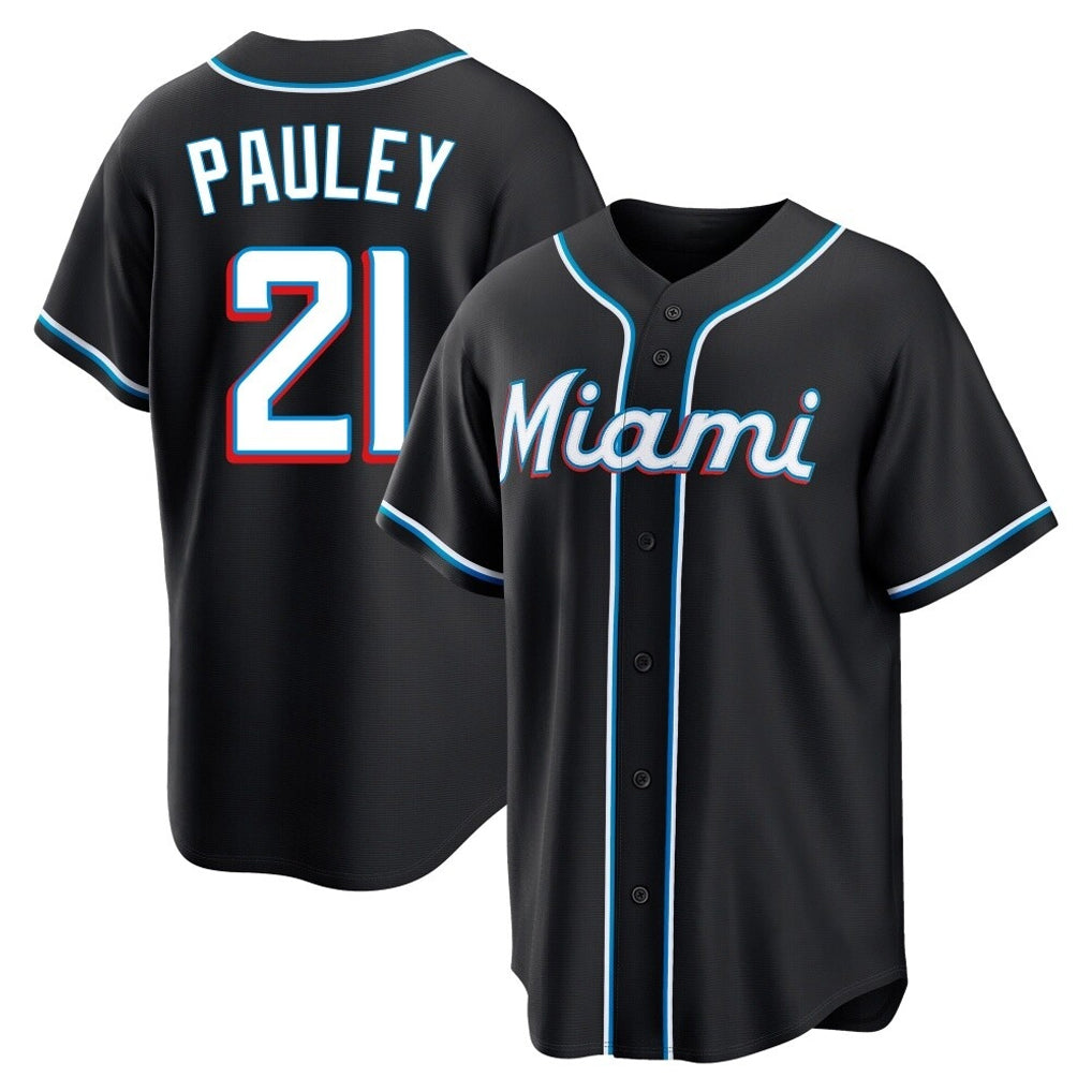 Kooe M.Marlins #21 Graham Pauley Player Black Fashion Out Home Game Stitched Jerseys