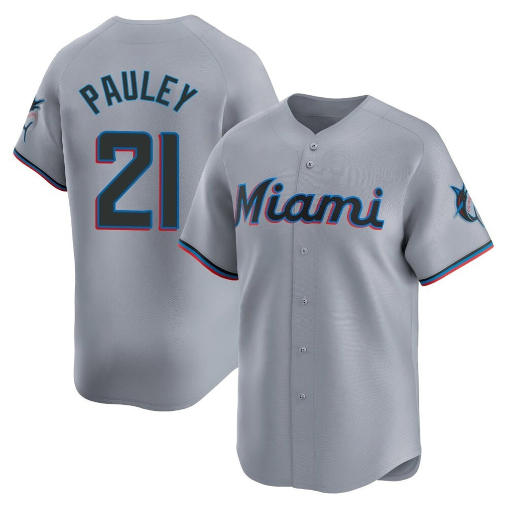 Kooe M.Marlins #21 Graham Pauley Player Gray Home Limited Stitched Jerseys