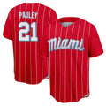 Kooe M.Marlins #21 Graham Pauley Player Red City Connect Home Game Stitched Jerseys