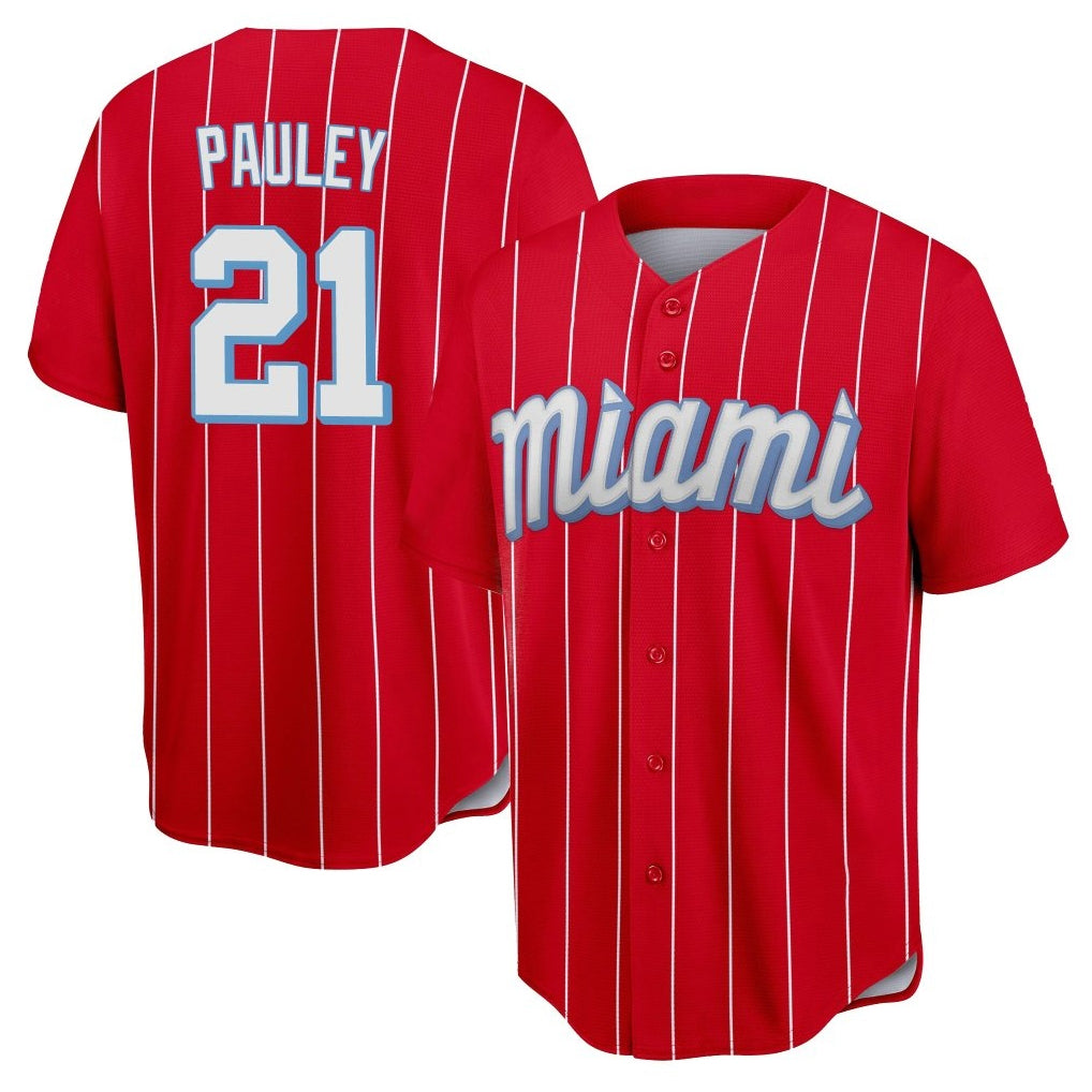 Kooe M.Marlins #21 Graham Pauley Player Red City Connect Home Game Stitched Jerseys