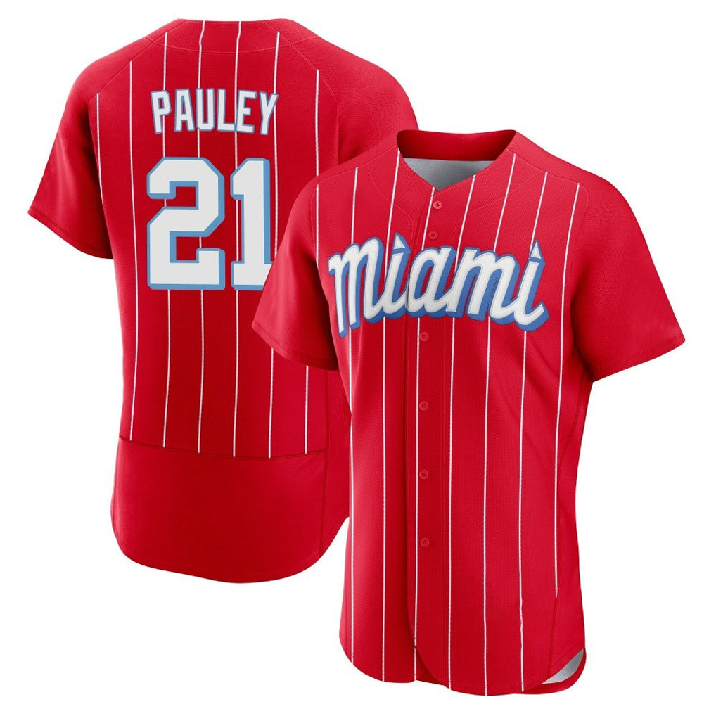 Kooe M.Marlins #21 Graham Pauley Player Red City Connect Home Limited Elite Stitched Jerseys