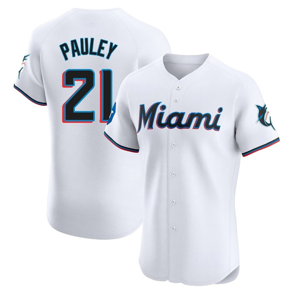 Kooe M.Marlins #21 Graham Pauley Player White  Home Limited Elite Stitched Jerseys