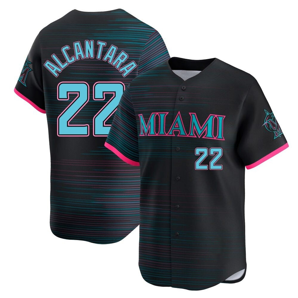 Kooe M.Marlins #22 Sandy Alcantara Player Black City Connect Home Limited Stitched Jerseys