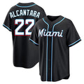 Kooe M.Marlins #22 Sandy Alcantara Player Black Fashion Out Home Game Stitched Jerseys