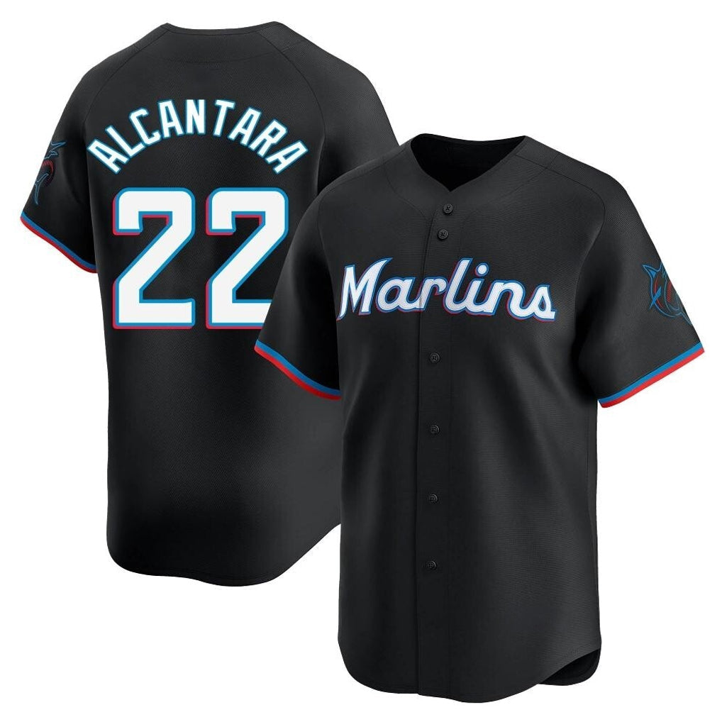 Kooe M.Marlins #22 Sandy Alcantara Player Black  Home Limited Stitched Jerseys