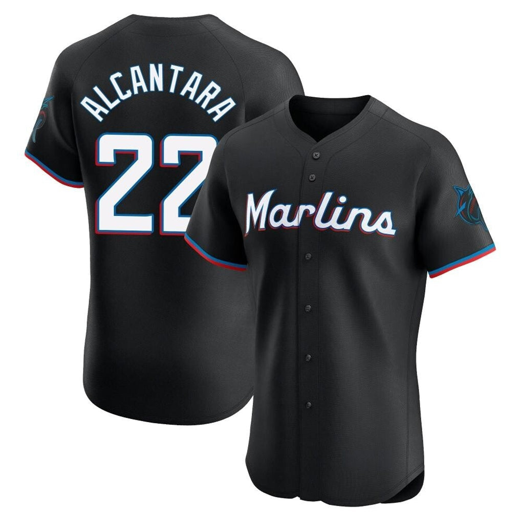 Kooe M.Marlins #22 Sandy Alcantara Player Black Vapor Home Limited Elite Stitched Jerseys
