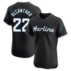 Kooe M.Marlins #22 Sandy Alcantara Player Black Vapor Home Limited Elite Stitched Jerseys