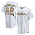 Kooe M.Marlins #22 Sandy Alcantara Player Gold Home Game Stitched Jerseys