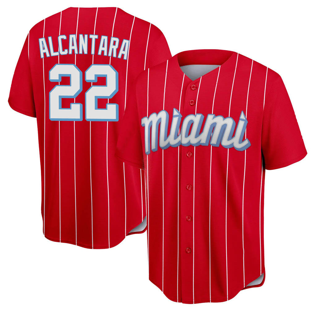 Kooe M.Marlins #22 Sandy Alcantara Player Red City Connect Home Game Stitched Jerseys