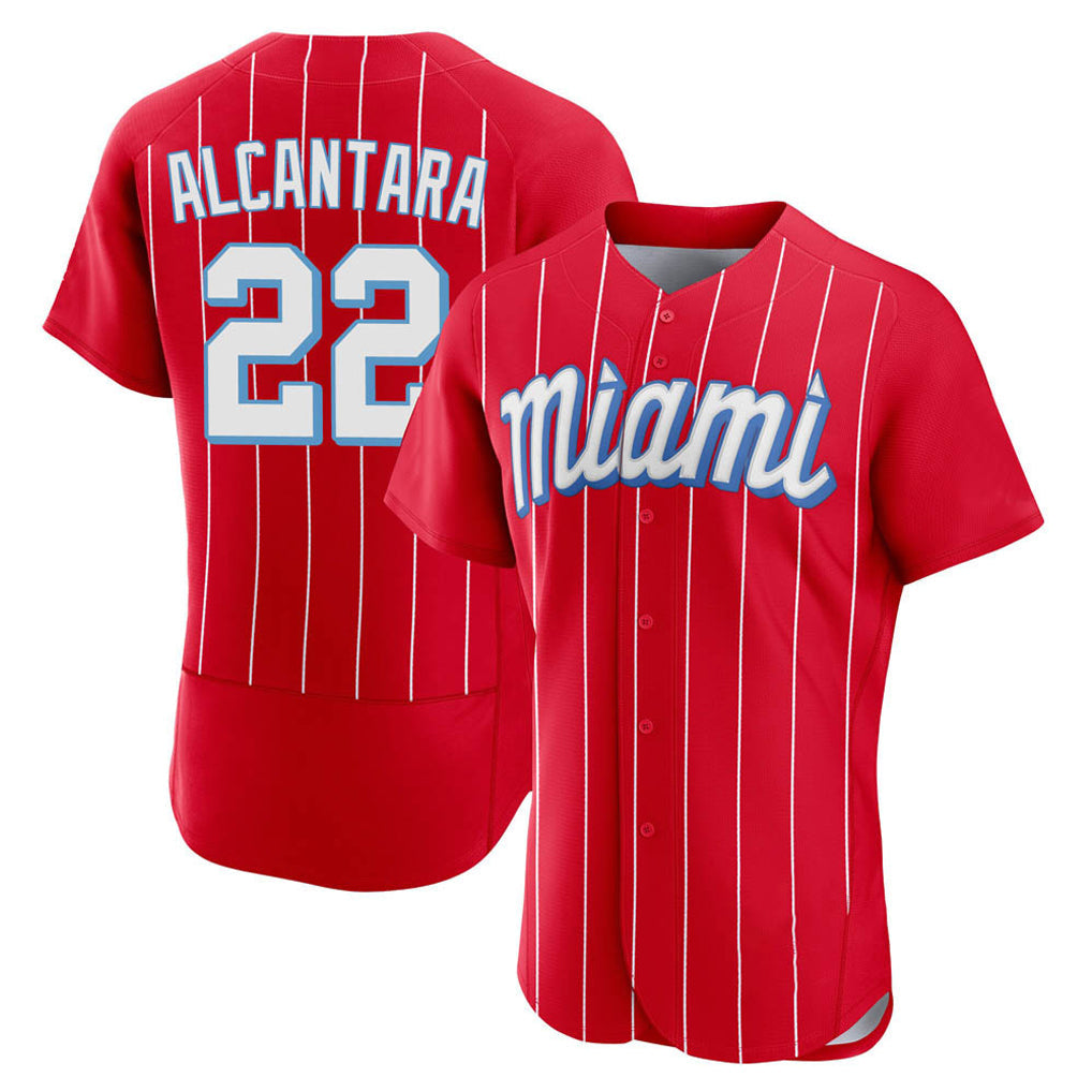Kooe M.Marlins #22 Sandy Alcantara Player Red City Connect Home Limited Elite Stitched Jerseys
