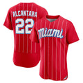 Kooe M.Marlins #22 Sandy Alcantara Player Red City Connect Home Limited Elite Stitched Jerseys